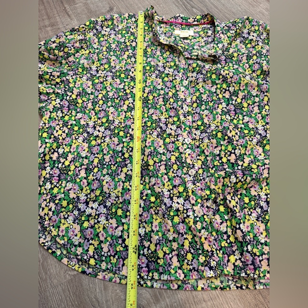 Anthropologie Maeve Ashleigh Puff-Sleeved Button Down Floral Top Blouse Large - Picture 9 of 12